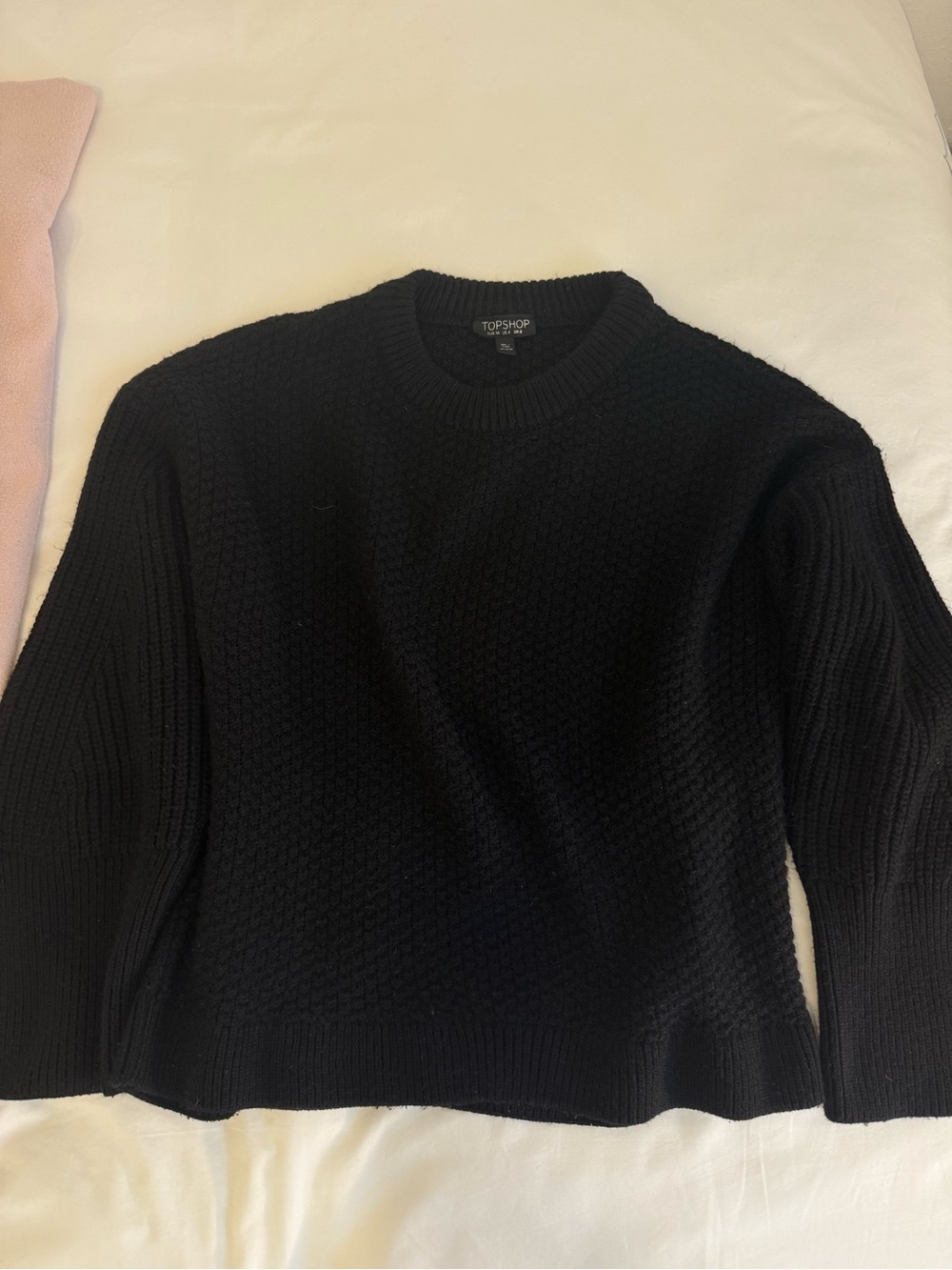 Topshop Black Chunky Knit Crewneck Sweater